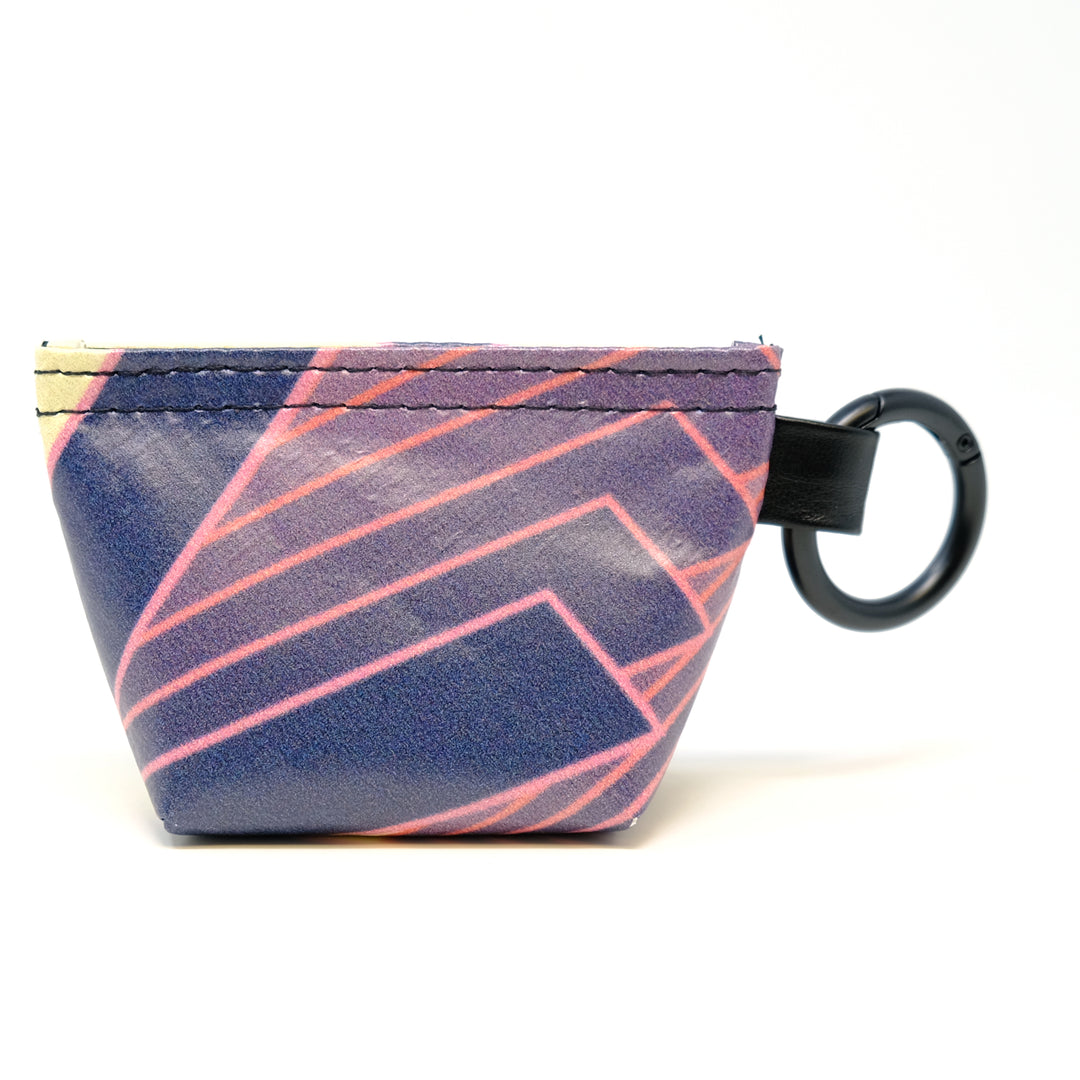 Rear view of a GreenLine Banner Bag, which is a poop bag pouch made of upcycled festival banners.