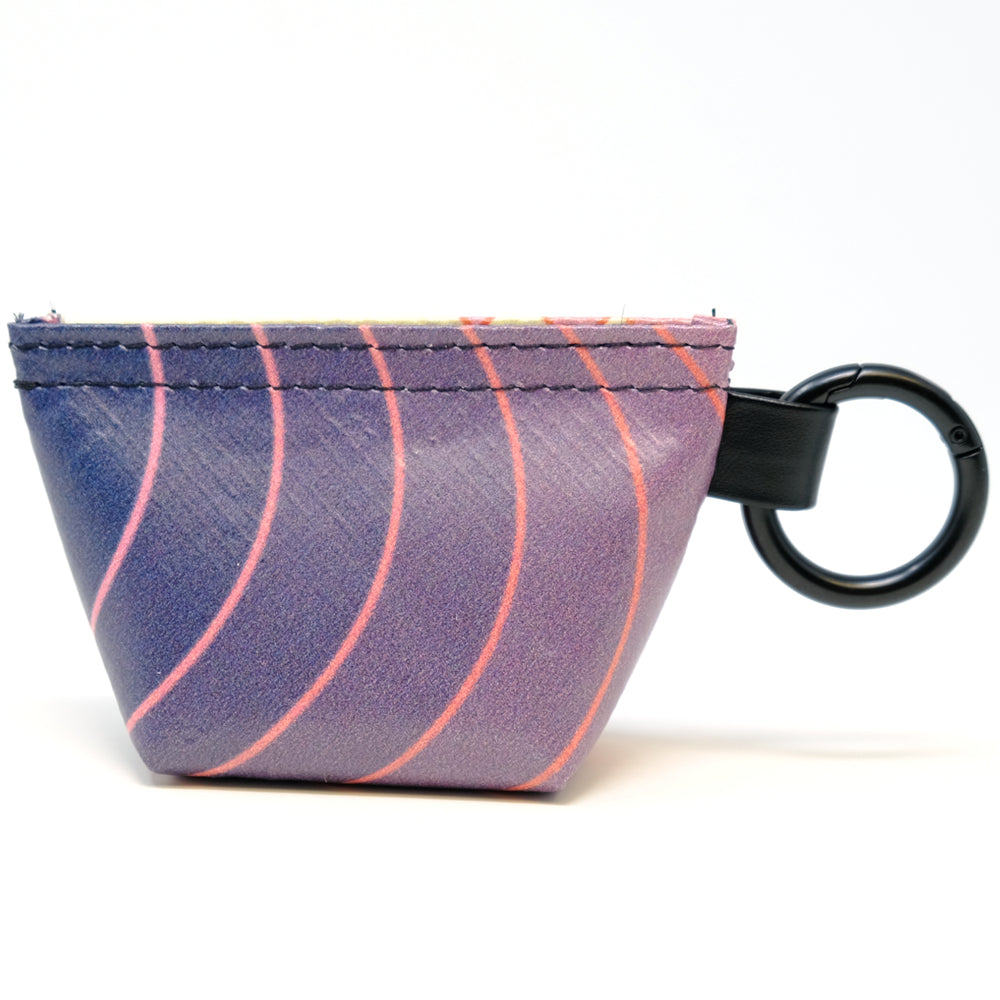 Rear view of a GreenLine Banner Bag, which is a poop bag pouch made of upcycled festival banners.
