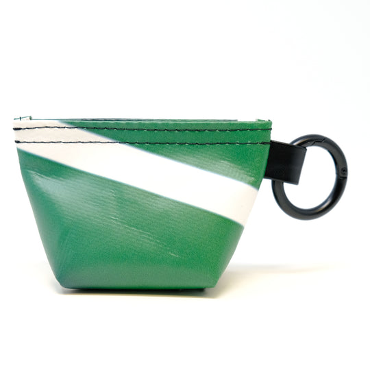 Rear view of a GreenLine Banner Bag, which is a poop bag pouch made of upcycled festival banners.