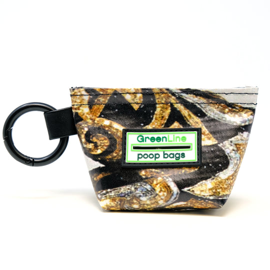 Front view of a GreenLine Banner Bag, which is a poop bag pouch made of upcycled festival banners.