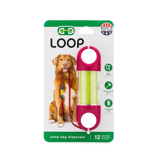 Pink LOOP poop bag holder in packaging#color_pink