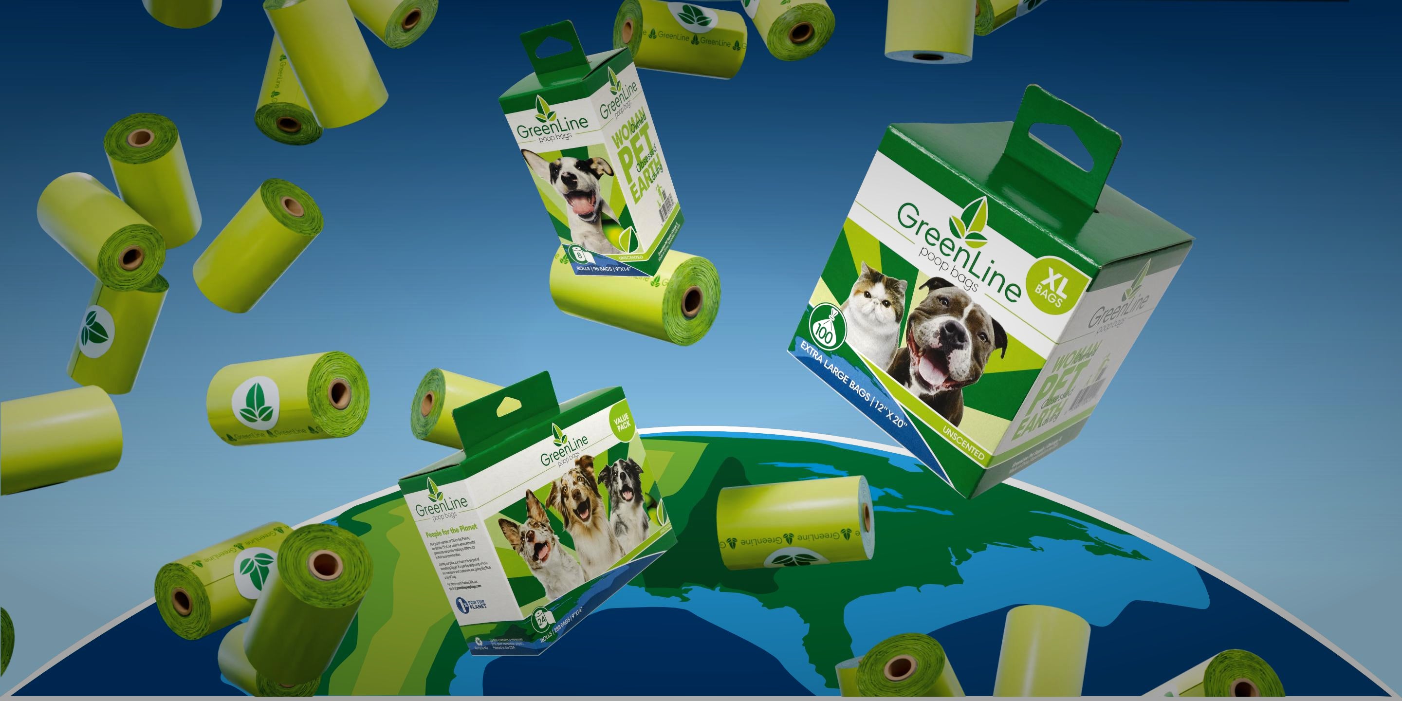 GreenLine Biodegradable Poop Bags - 8 Pack and 24 Pack