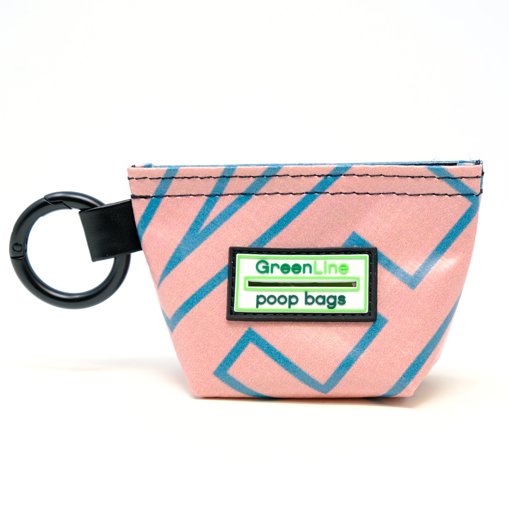 Front view of a GreenLine Banner Bag, which is a poop bag pouch made of upcycled festival banners. 