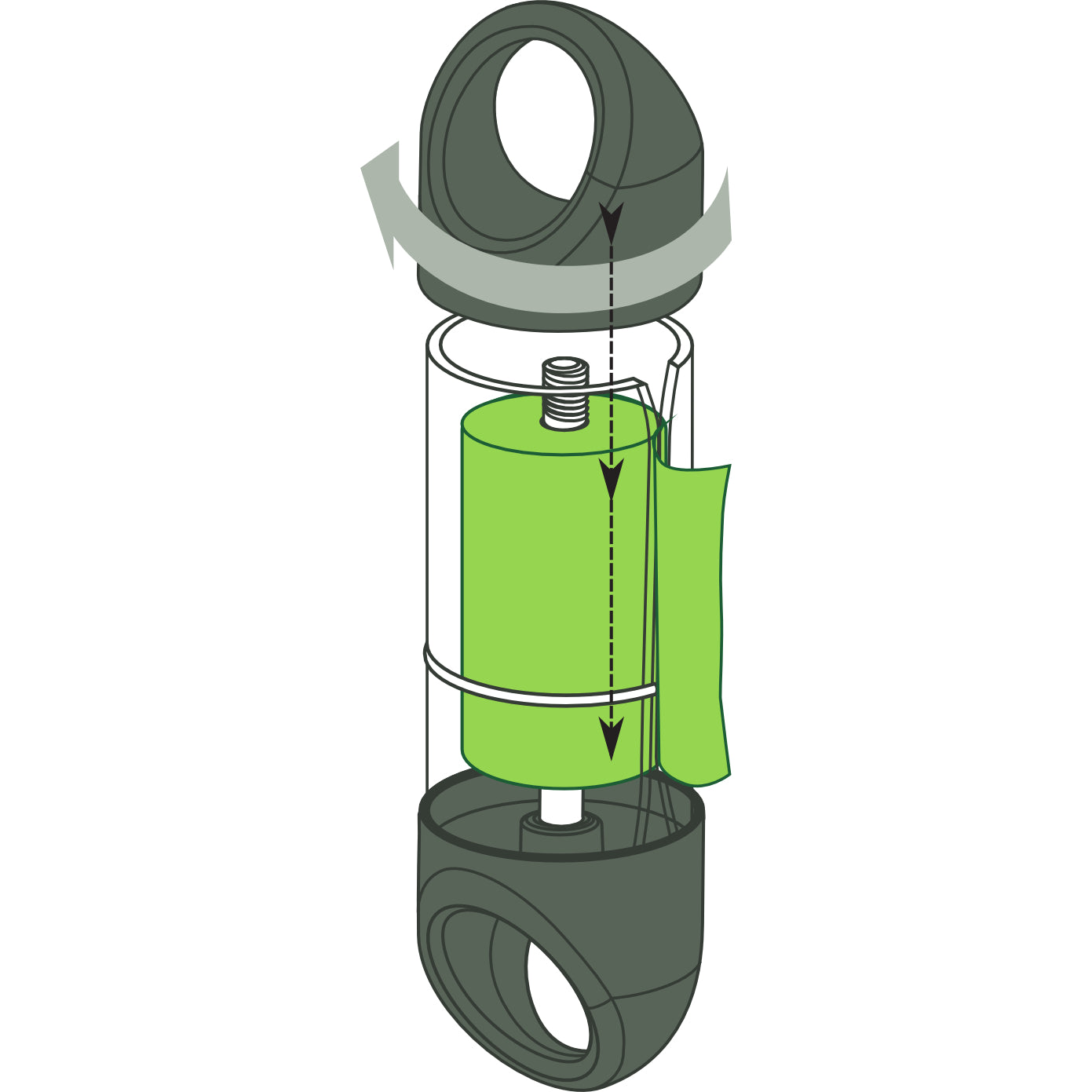 Gray LOOP poop bag holder assembly diagram#color_gray