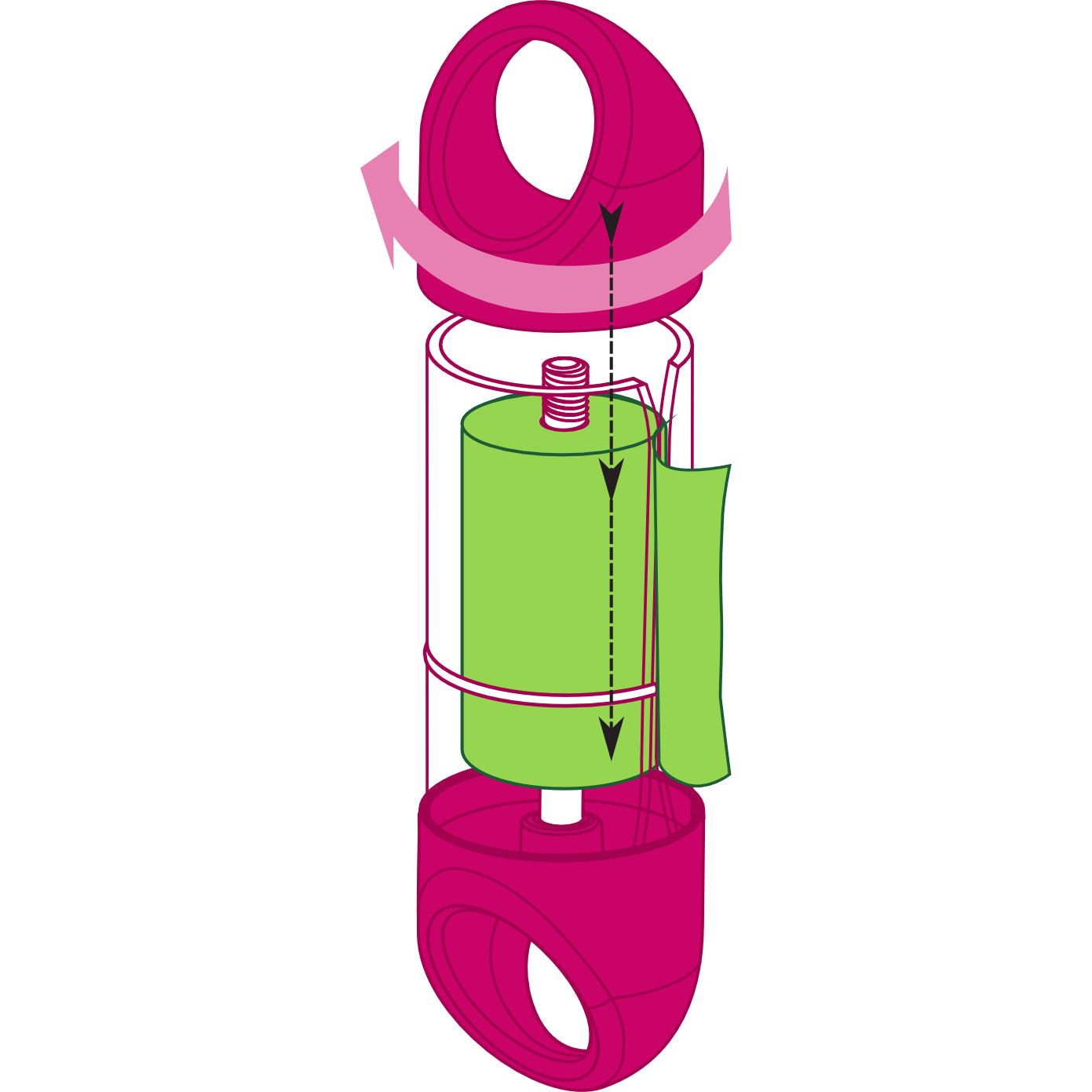 Pink LOOP poop bag holder assembly diagram#color_pink