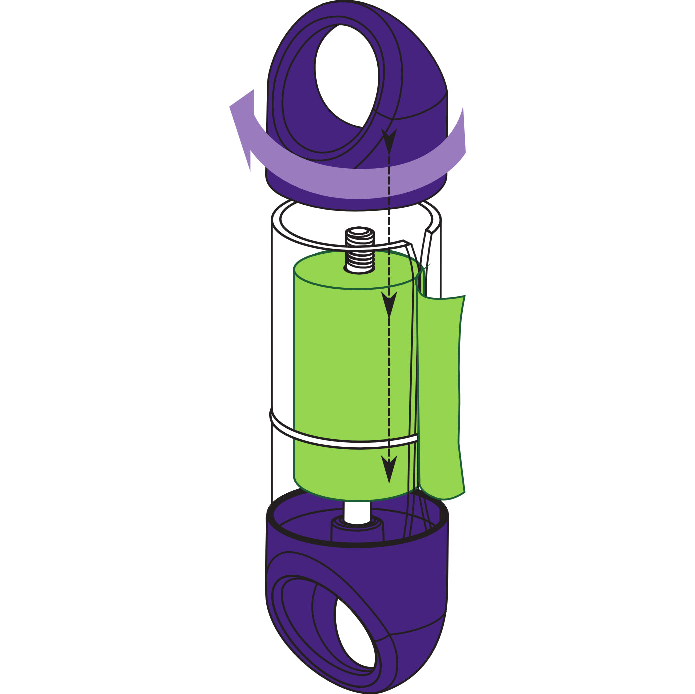 Purple LOOP poop bag holder assembly diagram#color_purple